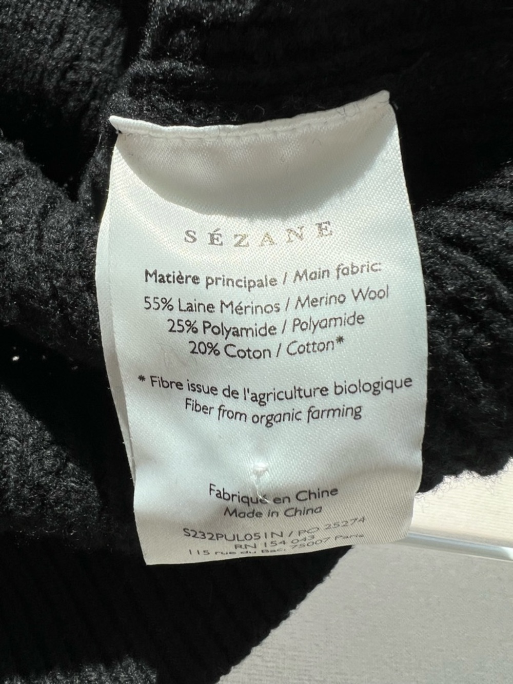 Sézane Frances Black Wool Blend Cable-Knit Sweater with White Collar - Picture 10 of 16